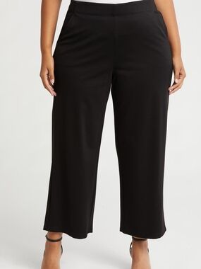 Chico's Black Easy Pull On Button Snap Leg Ponte Pants